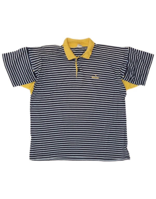 Diadora Polo Hombre IT 48 Small Azul Rayas