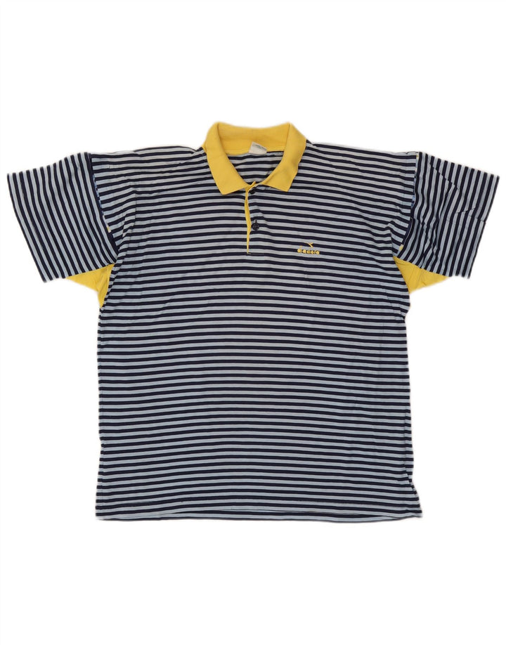 Diadora Polo Hombre IT 48 Small Azul Rayas