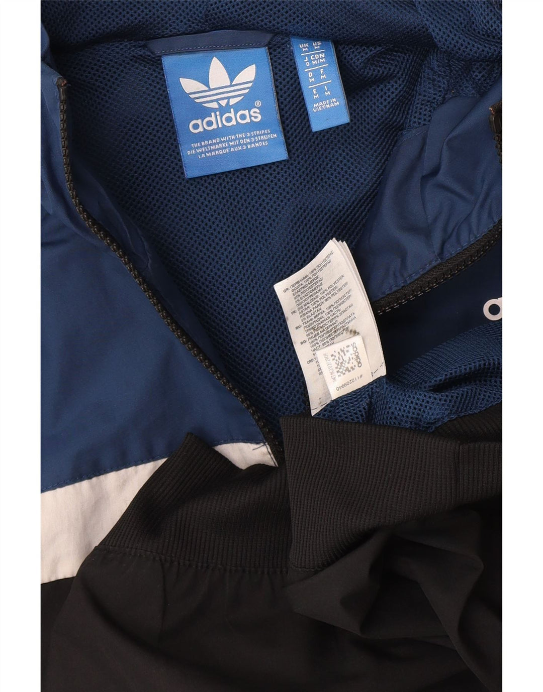 Adidas Hombre Chaqueta De Chándal Con Capucha Poliéster Color Block Azul Medio