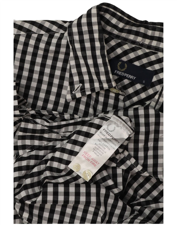 Fred Perry Camisa De Manga Corta Para Hombre Small Black Gingham Cotton