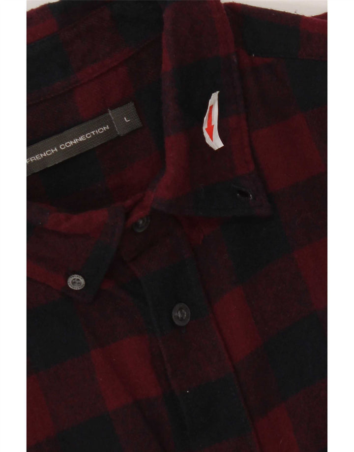 Camisa de franela para hombre de French Connection, tamaño grande, a cuadros rojos