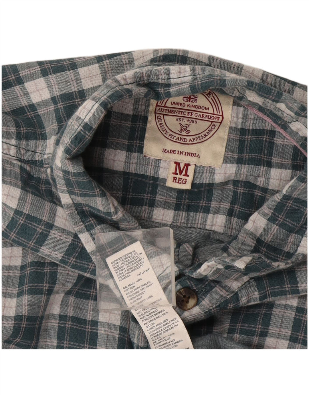 Camisa de hombre Fat Face de algodón a cuadros verde medio