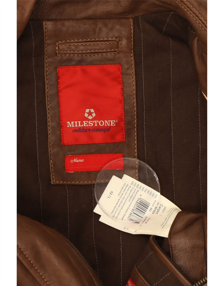 MILESTONE Chaqueta de cuero para hombre UK 40 Cuero marrón grande