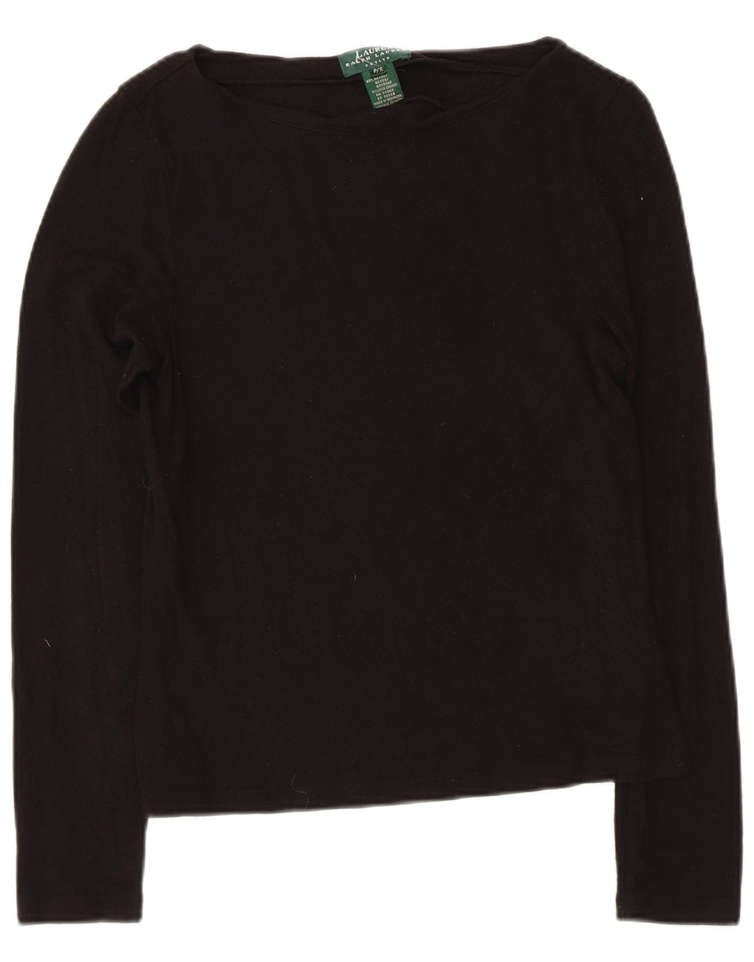 Ralph Lauren Mujer Petite Top Manga Larga UK 8 Pequeño Rayón Negro