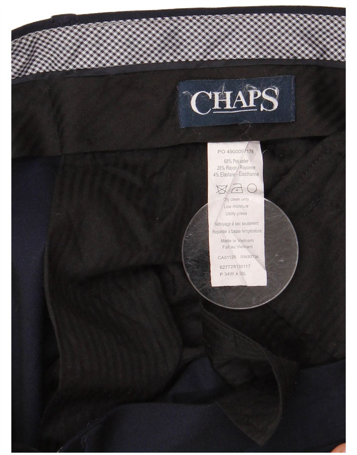 CHAPS Pantalón de traje recto para hombre W34 L30 Poliéster azul marino