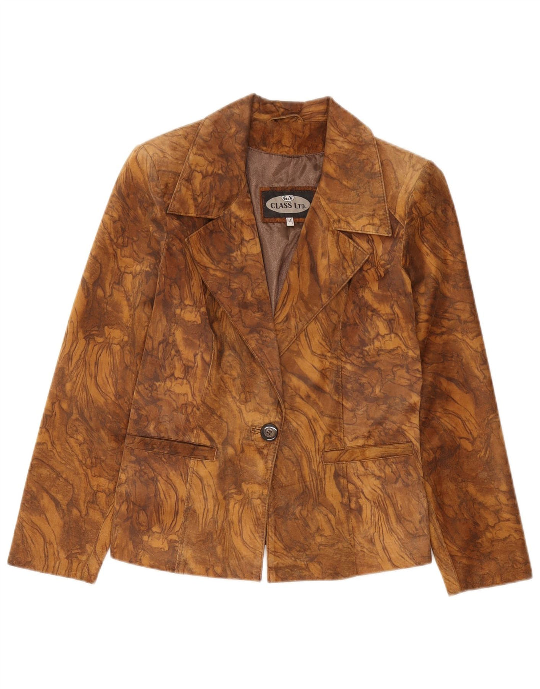 Vintage mujer 1 botón ante Blazer chaqueta IT 44 marrón medio Tie Dye