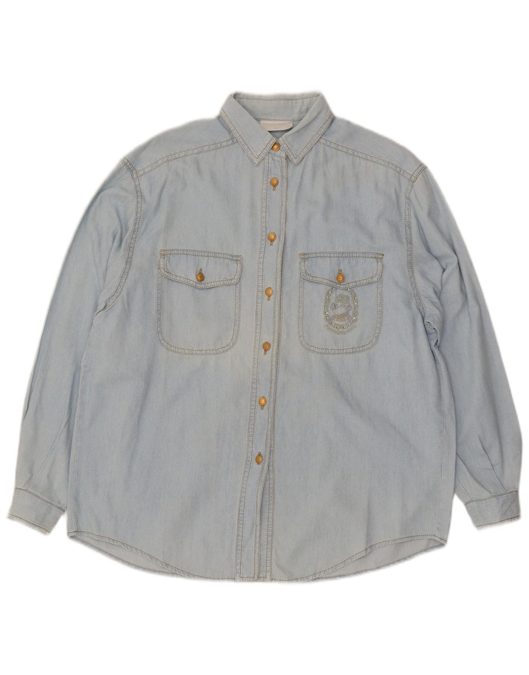 Camisa Vaquera Extragrande Mujer Roccobarocco IT 42 Azul Medio Algodón