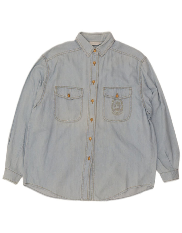 Camisa Vaquera Extragrande Mujer Roccobarocco IT 42 Azul Medio Algodón