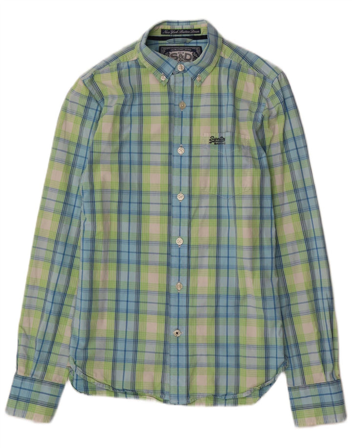 Camisa Superdry para hombre de algodón a cuadros verdes pequeños