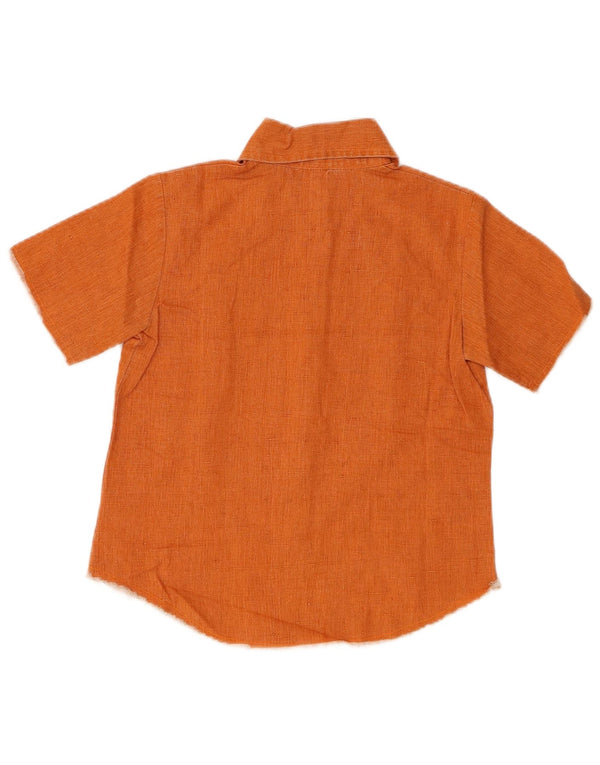 Vintage niñas manga corta volante camisa delantera 11-12 años grande naranja