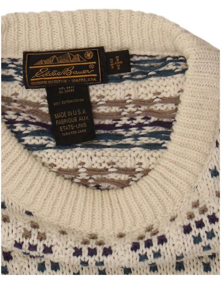 Eddie Bauer Jersey con Cuello Redondo para Hombre, tamaño Grande, algodón con Manchas en Blanco Roto