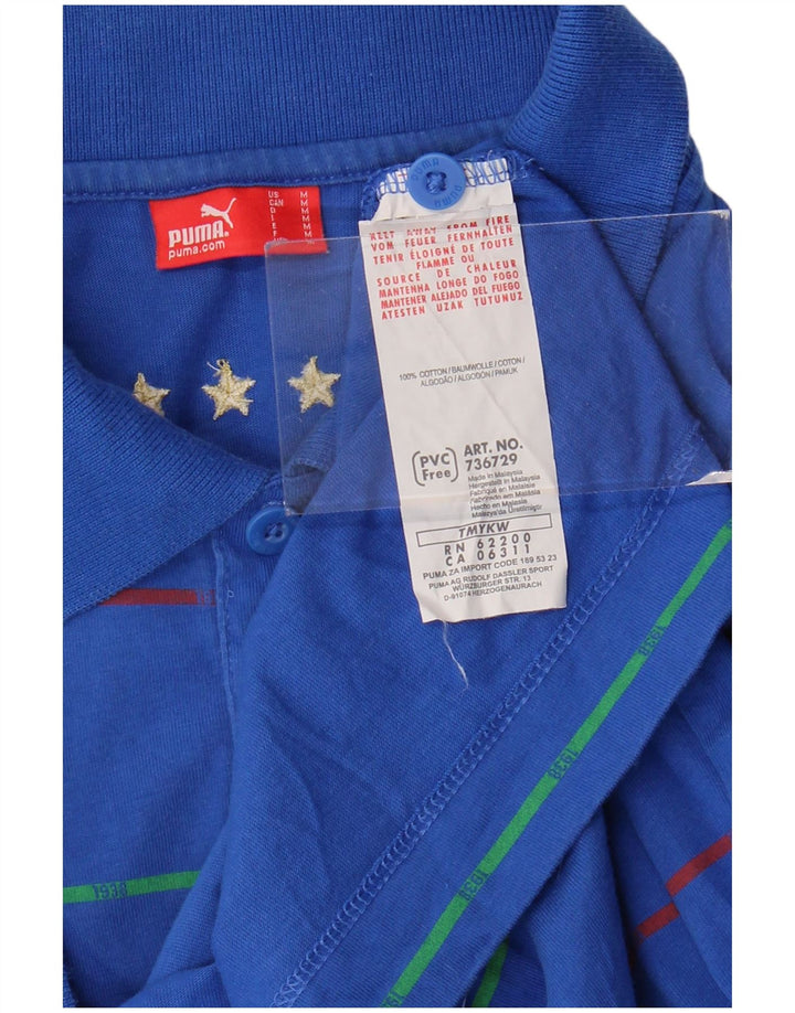Puma Hombre Italia Polo Polo De Algodón A Rayas Azul Medio