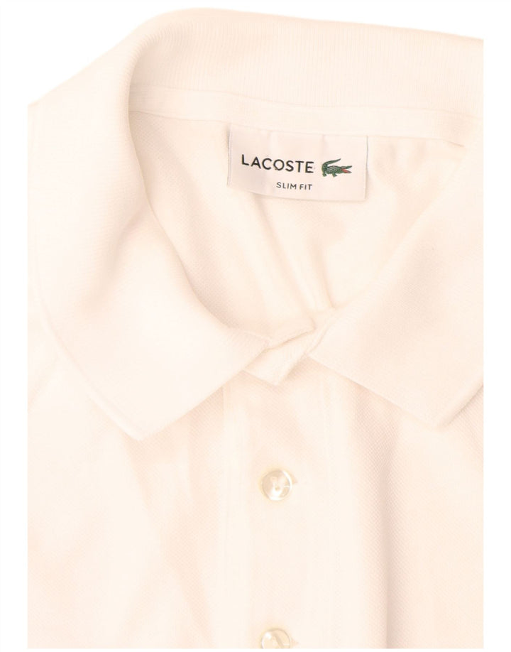 Polo Lacoste Hombre Slim Fit Algodón Blanco Medio