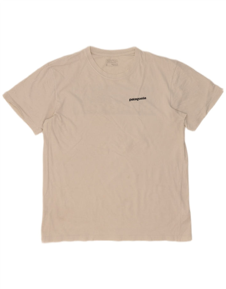 Patagonia Hombre Regular Fit Graphic Camiseta Top Algodón Blanco Mediano