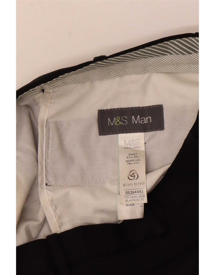 Marks & Spencer Pantalón de traje recto para hombre W32 L31 Poliéster negro