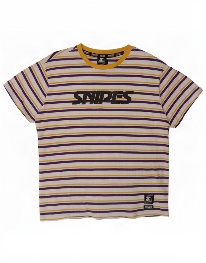 Starter Camiseta con gráfico BLACK LABEL para hombre Top grande de algodón a rayas blancas