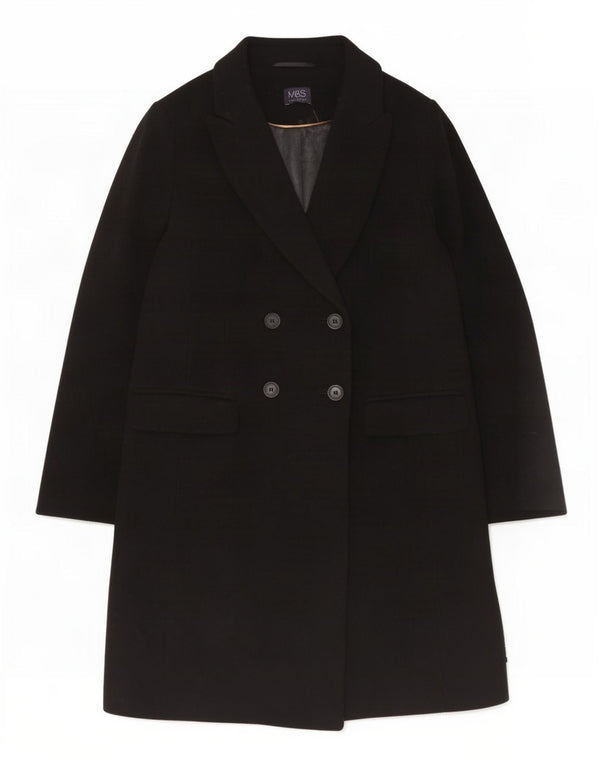 Marks & Spencer Abrigo cruzado para mujer UK 44 Lana negra grande