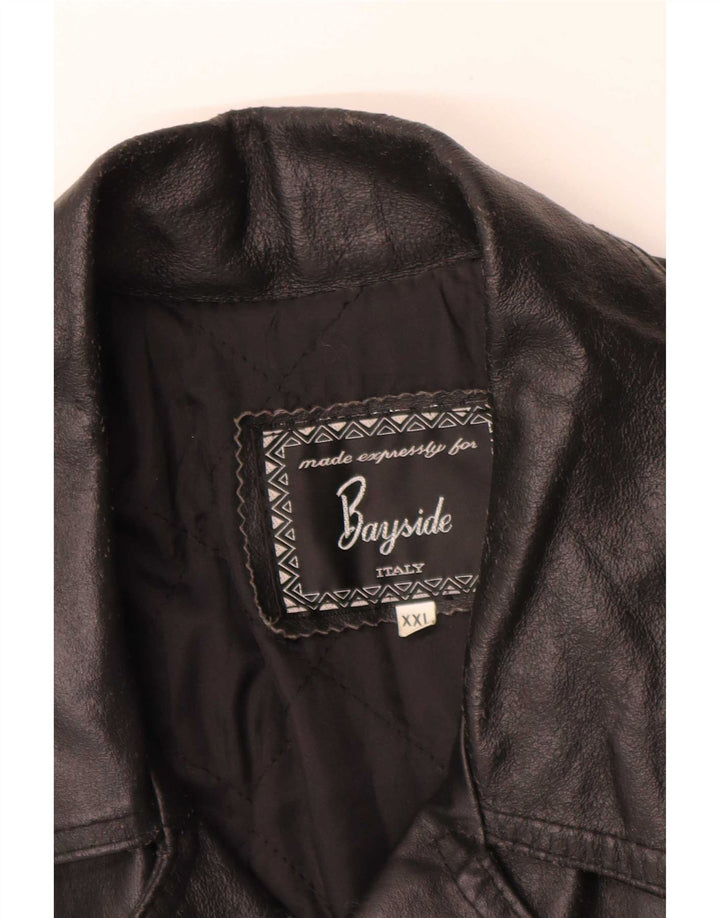 Chaqueta de cuero cruzada para hombre Bayside UK 44 2XL Negro