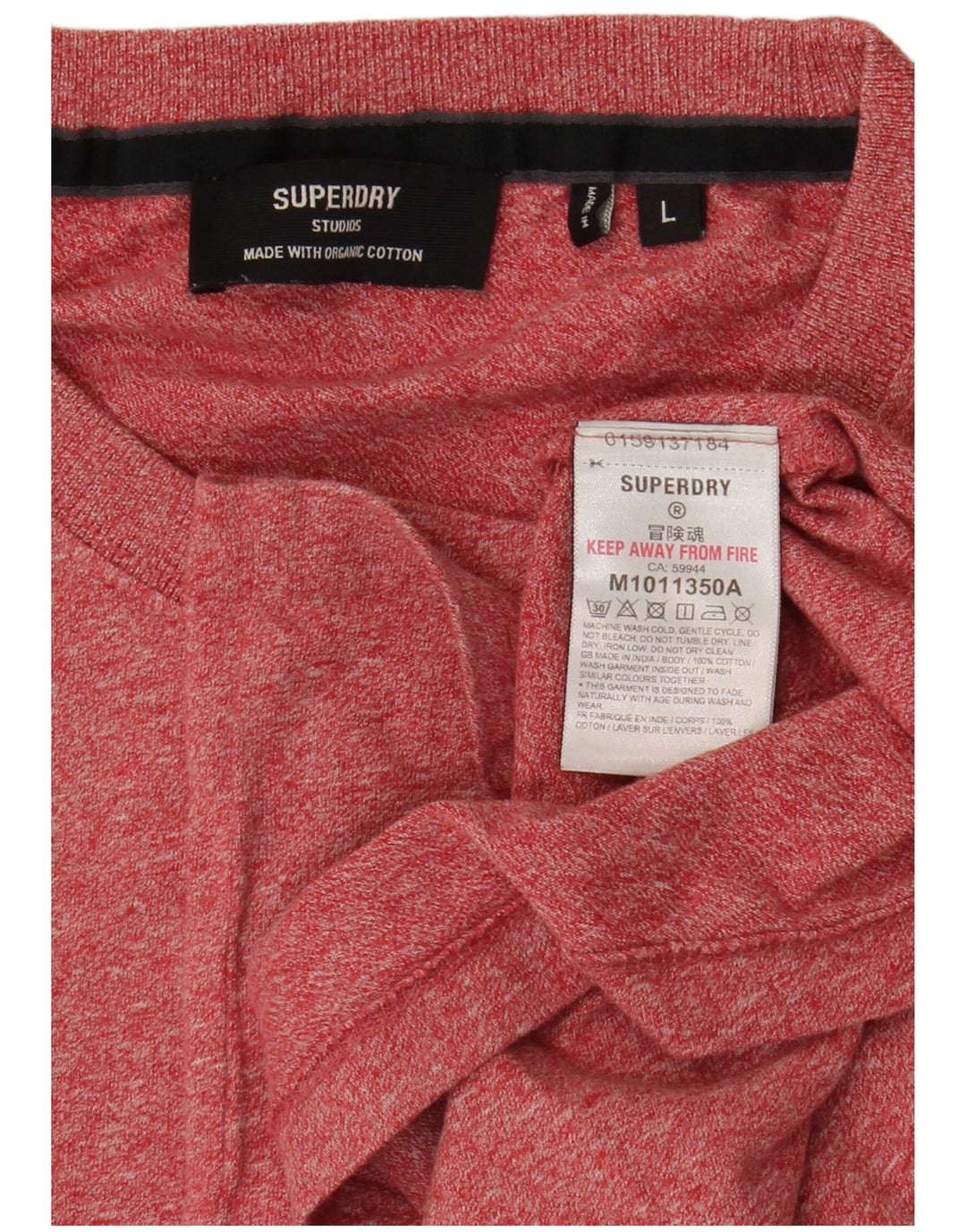 SUPERDRY Camiseta para hombre Top Large de algodón moteado rojo