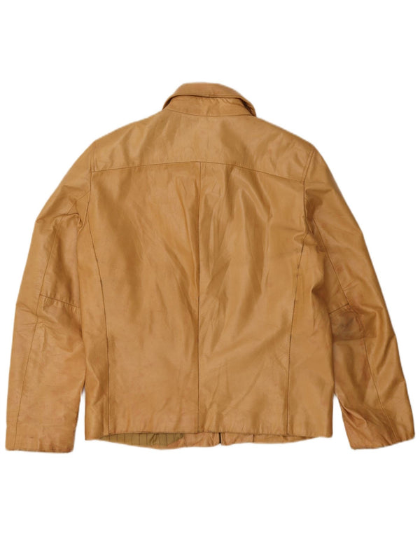 Chaqueta de cuero vintage para mujer IT 46 cuero beige grande