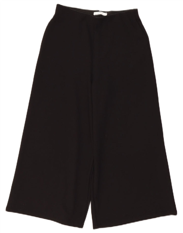 ZARA Mujer Pantalón Capri Pierna Ancha Pequeño W26 L20 Poliéster Negro