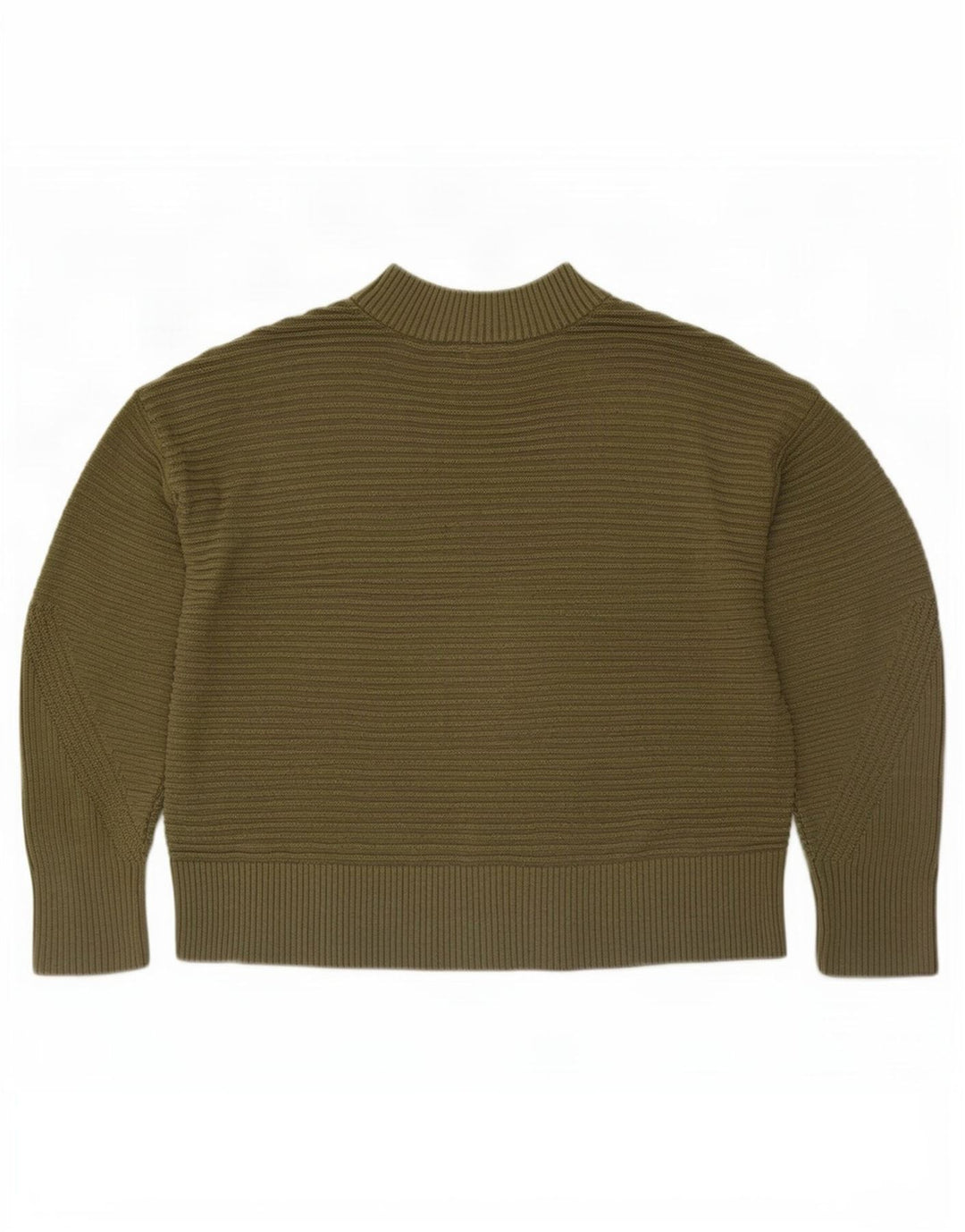 Warehouse Suéter tipo jersey con cuello alto para mujer, talla 42, color caqui mediano, a rayas