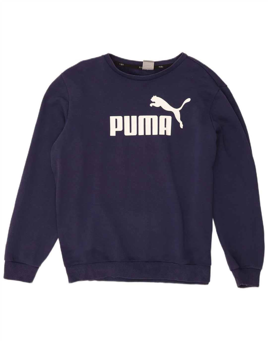 Puma Mens Graphic Sudadera Jumper Grande Azul Marino Algodón