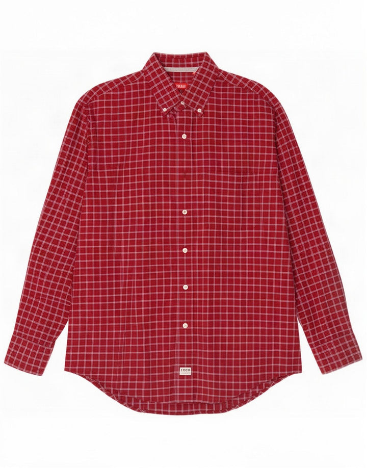 Camisa para hombre Izod Algodón a cuadros burdeos mediano