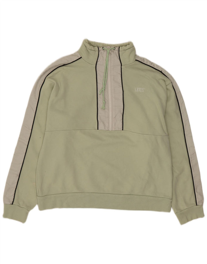 Levi's Sudadera con cuello y cremallera para mujer, talla 44, color verde medio