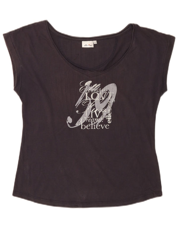 ELLESSE Camiseta gráfica para mujer Top UK 40 Grande Algodón azul marino