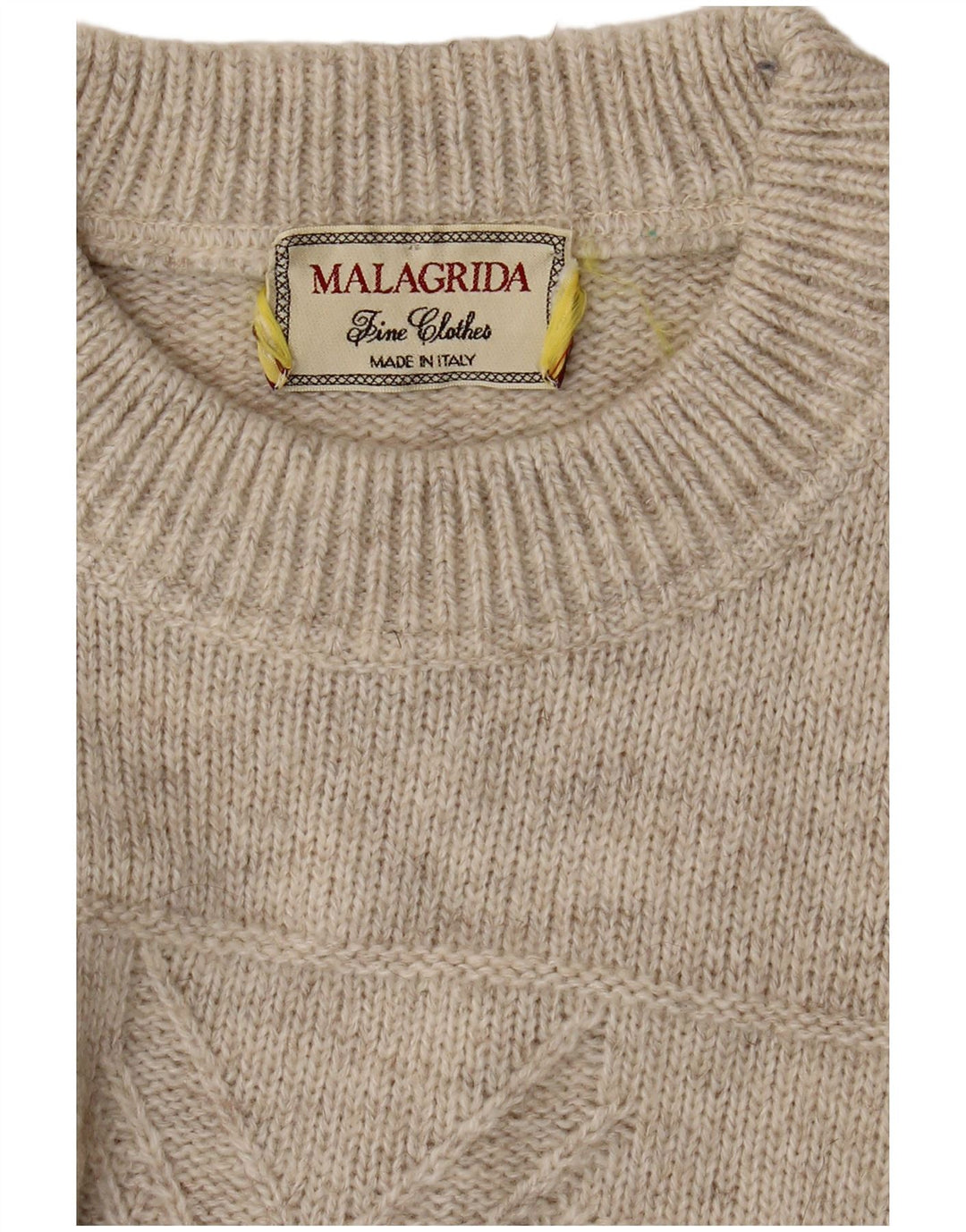 MALAGRIDA Jersey de cuello redondo para hombre, suéter grande beige geométrico