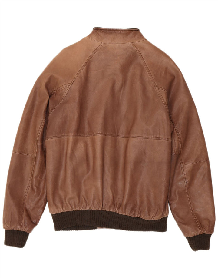 Chaqueta de cuero vintage para hombre IT 50 marrón grande