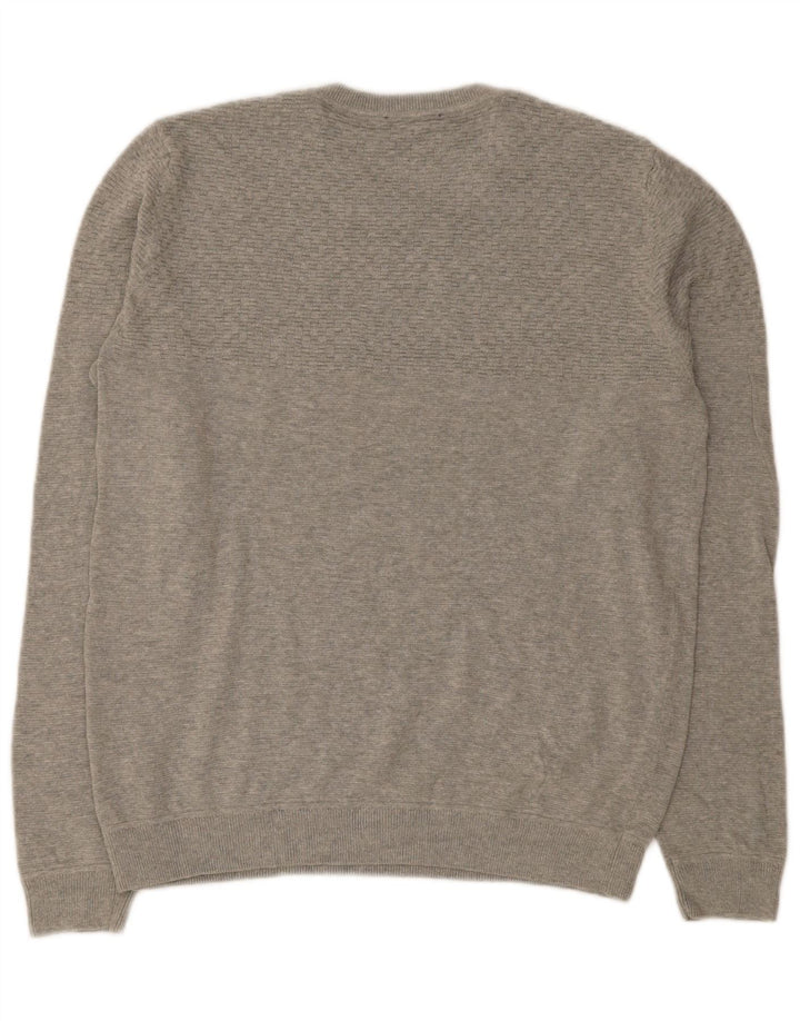Jack & Jones Jersey con cuello redondo para hombre, talla grande, algodón gris