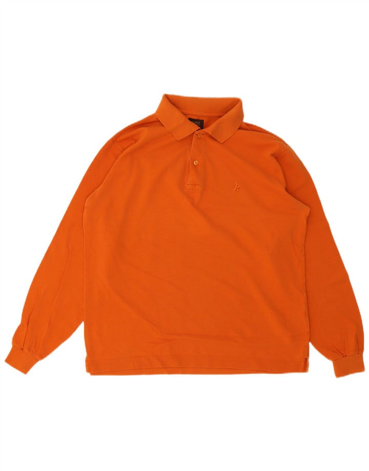 Rifle Polo de manga larga para hombre de algodón naranja medio