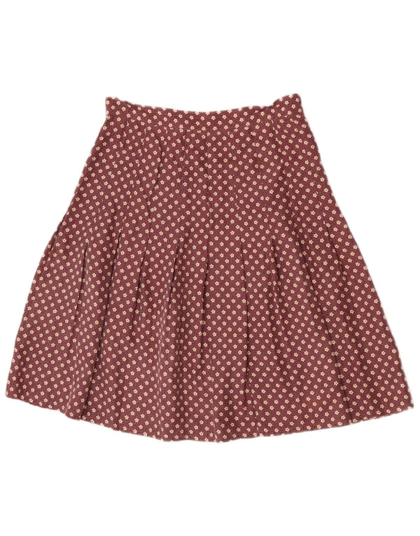 Falda plisada de una línea para mujer con globos EU 36 Small W26 Seda floral burdeos