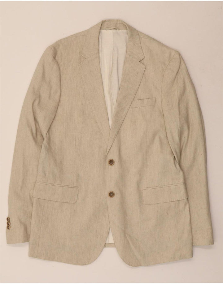 GANT Chaqueta tipo blazer entallada con 2 botones para hombre UK 38 Medium Beige Linen