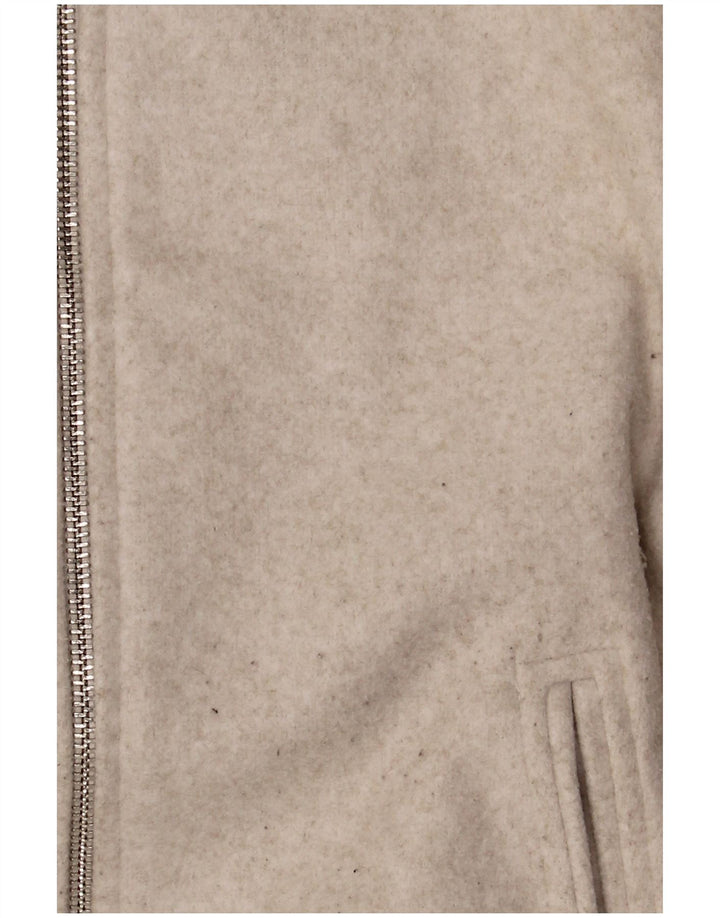 Zara Mujer Crop Chaqueta Bomber Extragrande UK 10 Small Beige Poliéster