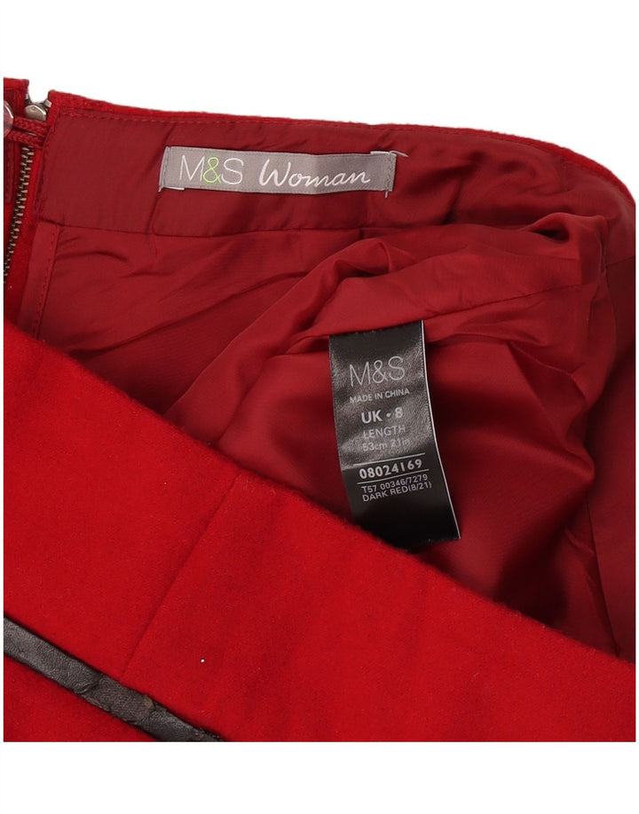 Marks & Spencer Falda recta para mujer UK 8 Small W28 Poliéster rojo