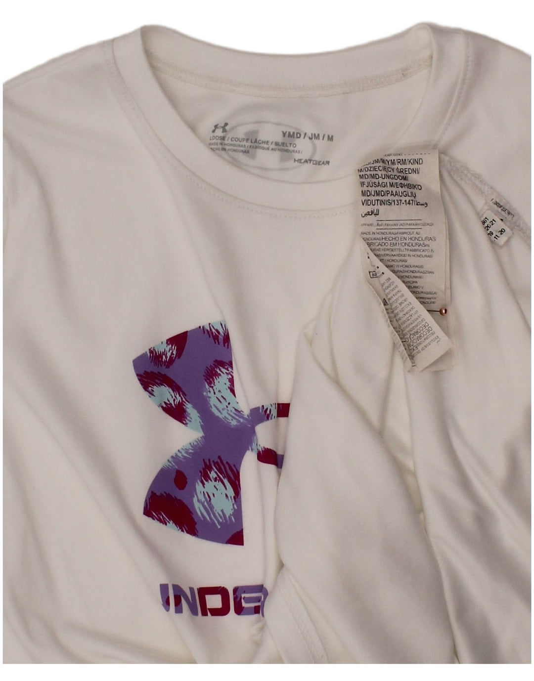 UNDER ARMOUR Camiseta gráfica Heat Gear para niña 9-10 años Mediana Blanco