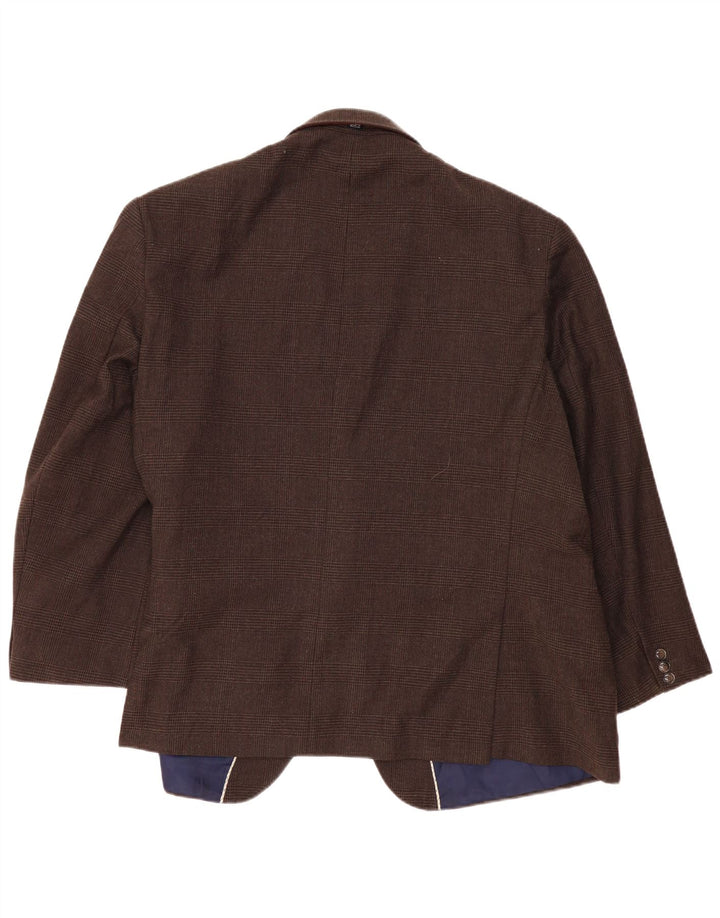 Marks & Spencer Chaqueta tipo blazer de 2 botones para hombre UK 52 3XL Marrón Pata de gallo