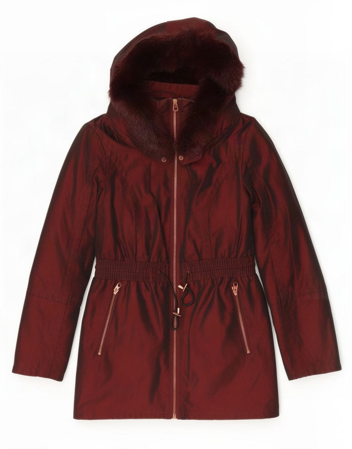 Ted Baker Parka con capucha para mujer Talla 1 XS Poliéster burdeos