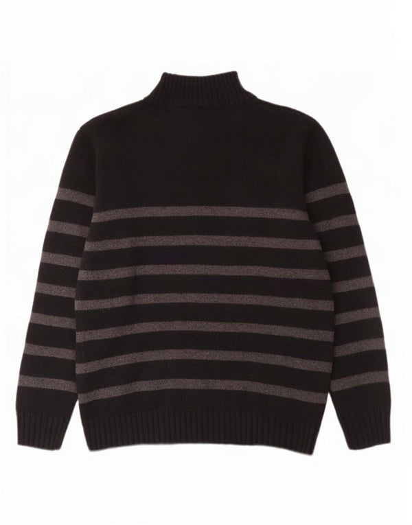 Pierre Cardin Jersey con cuello y cremallera para hombre XL Acrílico a rayas negras