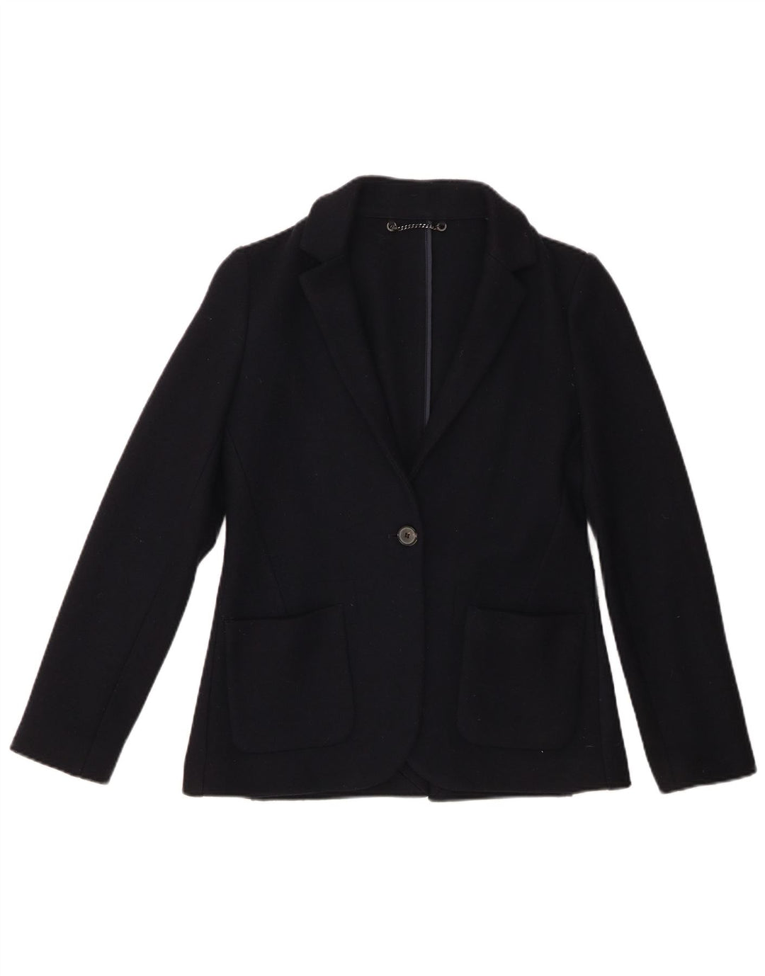 JIGSAW Chaqueta tipo blazer con 1 botón para mujer UK 8 Small Lana virgen azul marino