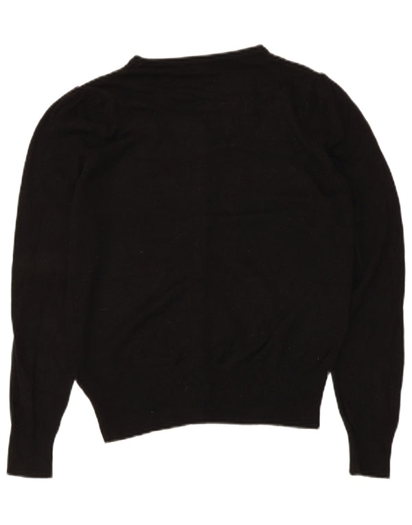 Zara Mujer Cárdigan Suéter UK 8 Small Viscosa Negra