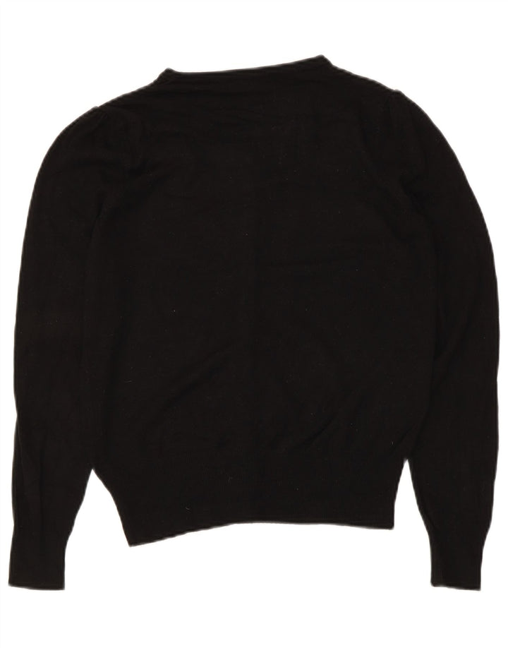 Zara Mujer Cárdigan Suéter UK 8 Small Viscosa Negra