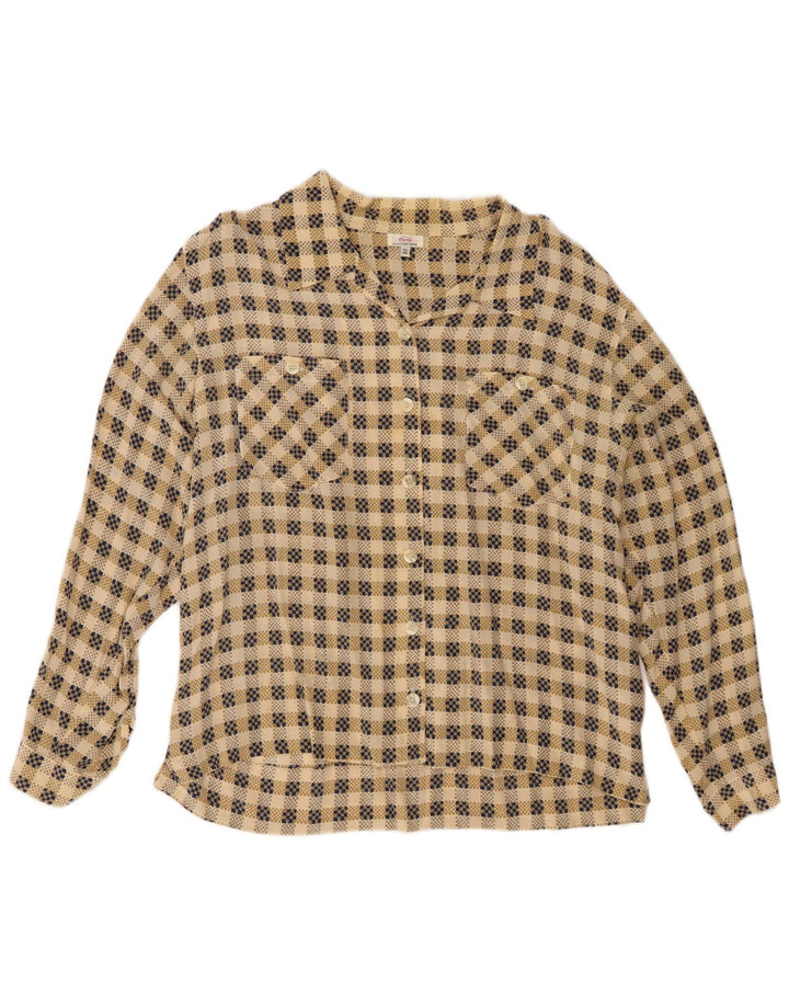 cherie Camisa Mujer IT 52/54 2XL Beige Cuadros Seda
