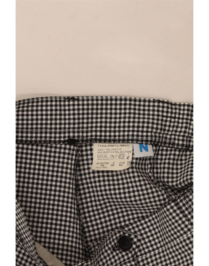 VINTAGE Pantalones cortos chinos de cintura alta para mujer Reino Unido 10 Pequeño W27 Black Gingham