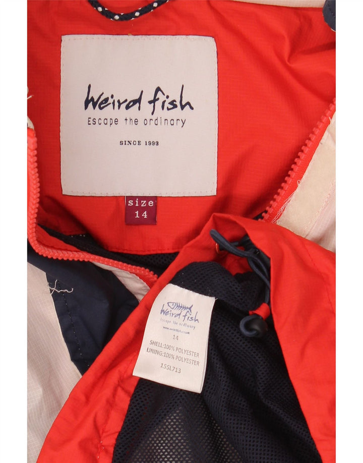 Weird Fish Chaqueta cortavientos con capucha para mujer, talla 40, talla grande, color blanco