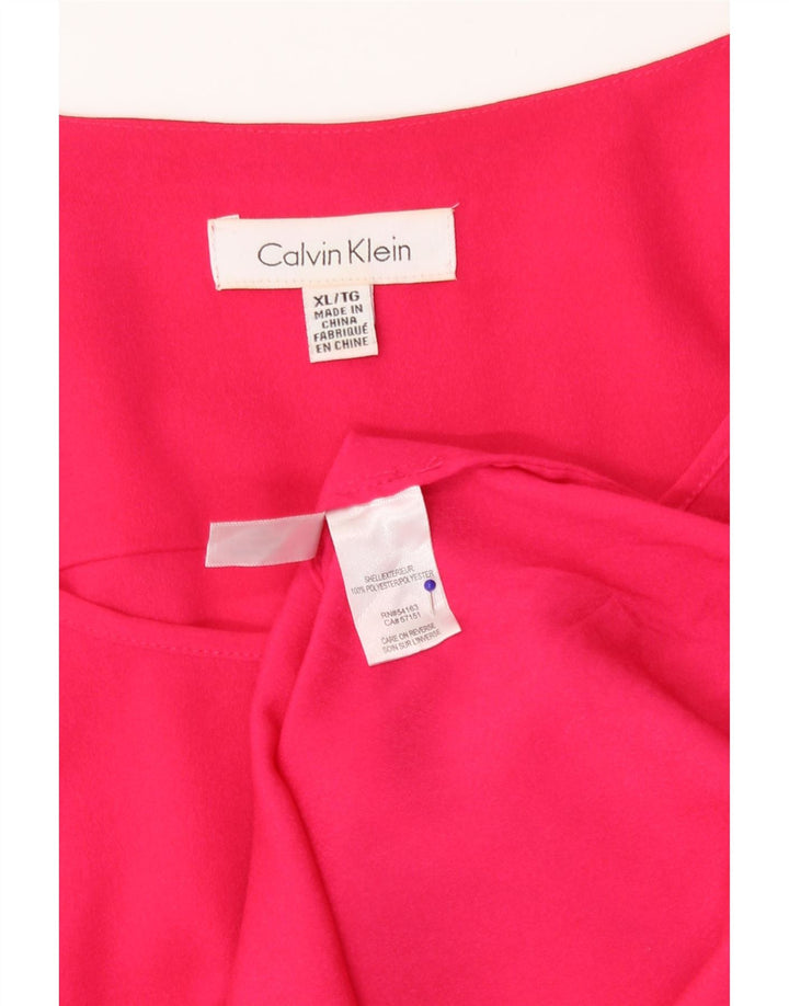 Calvin Klein Blusa de manga larga para mujer UK 18 XL Poliéster rosa