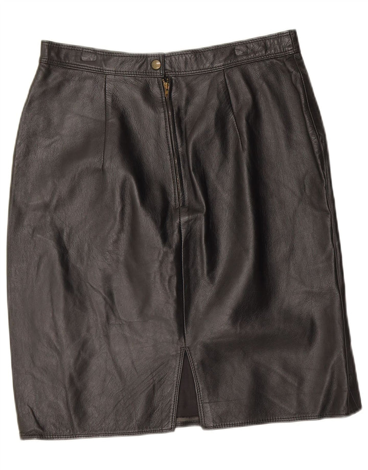 VINTAGE Falda de cuero para mujer W30 Cuero negro medio